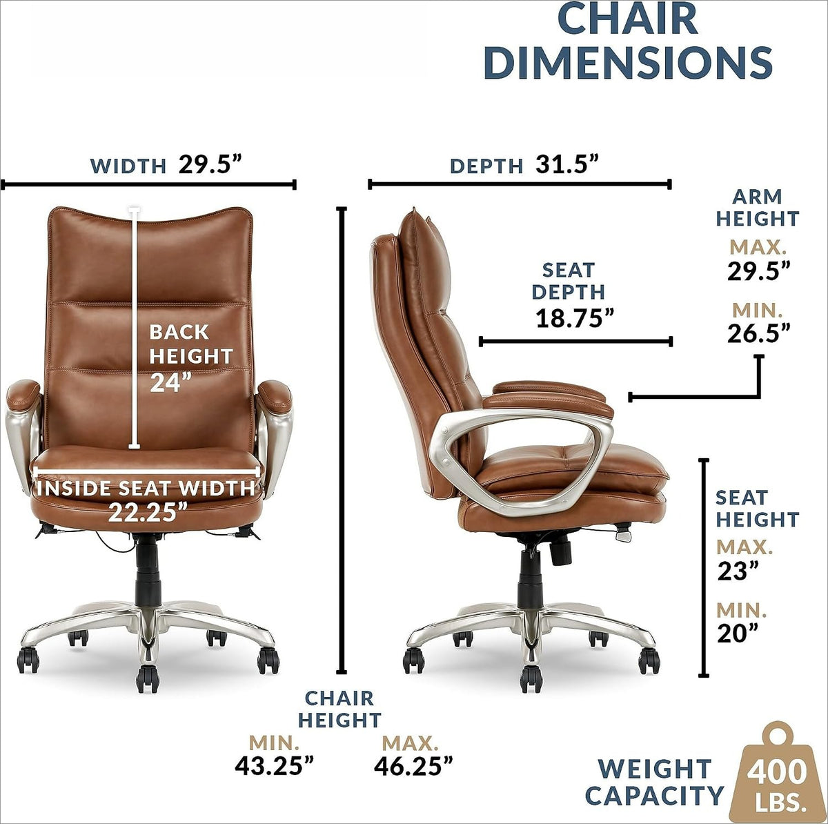 Brown Big & Tall Bonded Leather Executive Office Chair