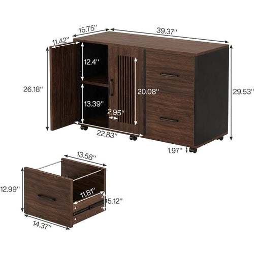 2‑Drawer Mobile File Cabinet with Casters
