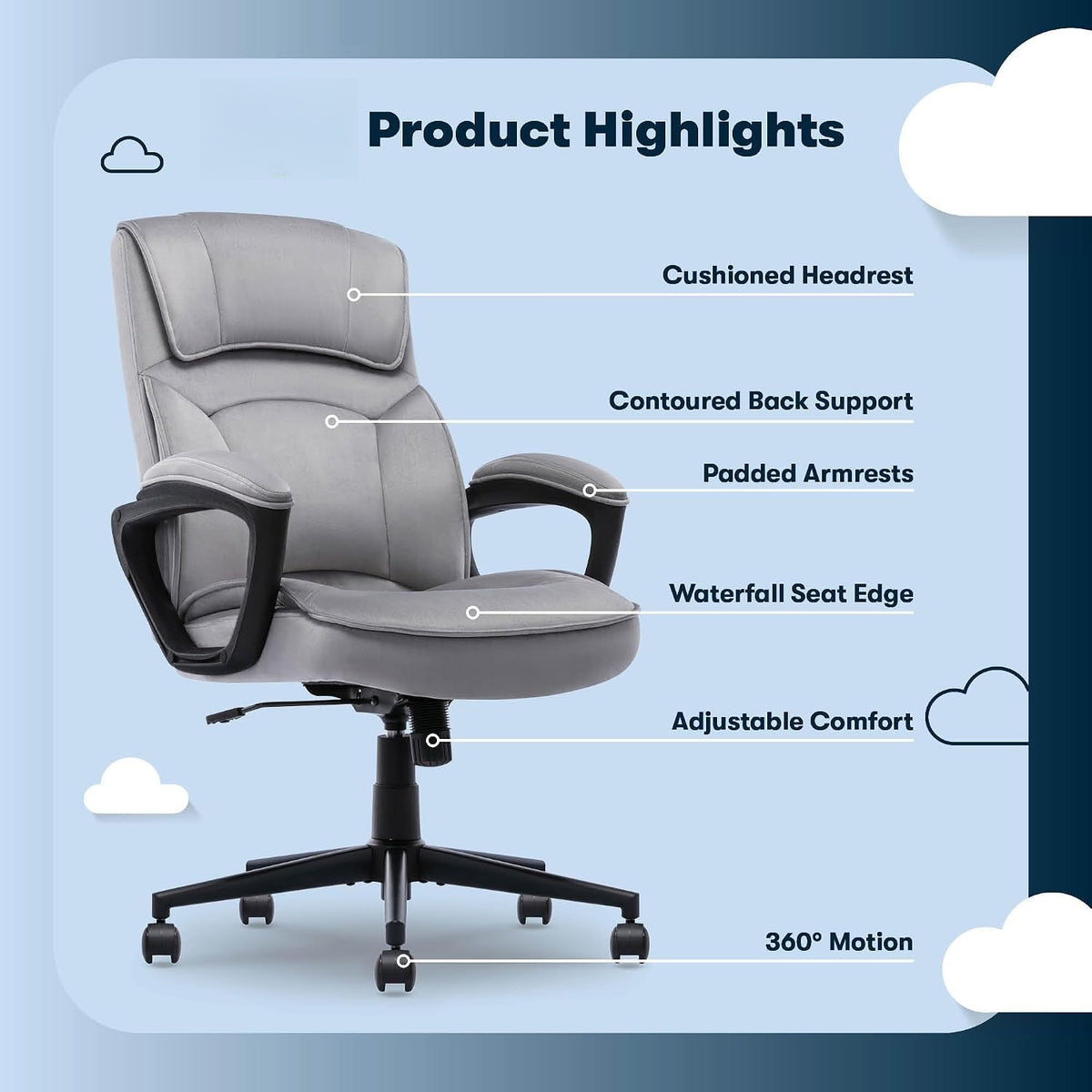 Black Velvet Executive Office Chair with Lumbar Support