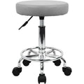 Grey Adjustable Swivel Round PU Leather Rolling Stool