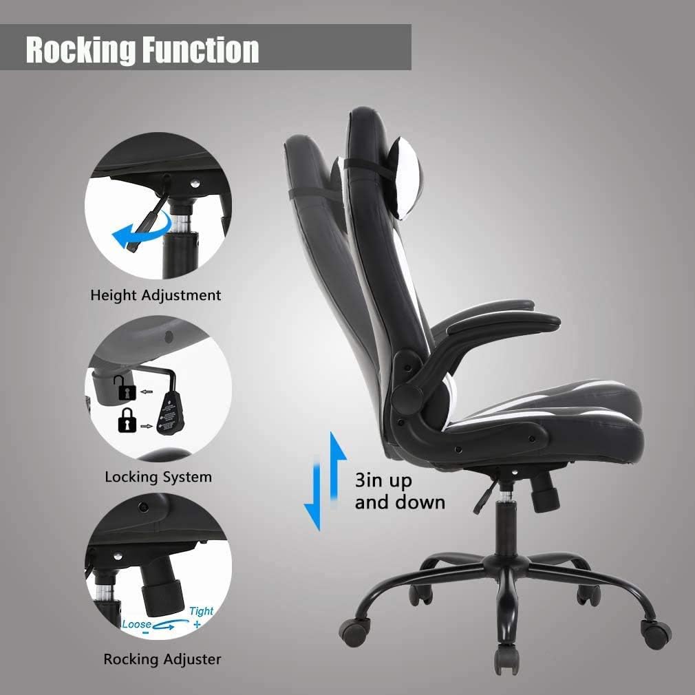 White High‑Back PU Leather Racing Gaming Chair