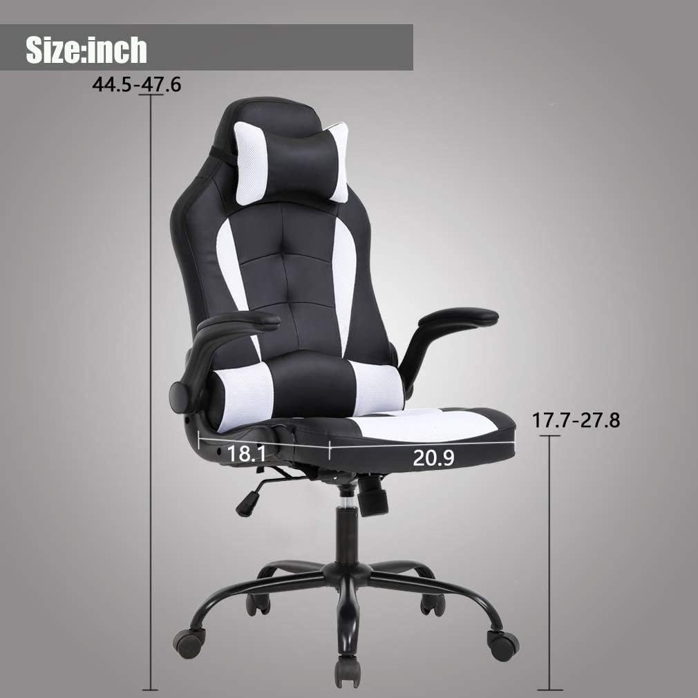 White High‑Back PU Leather Racing Gaming Chair