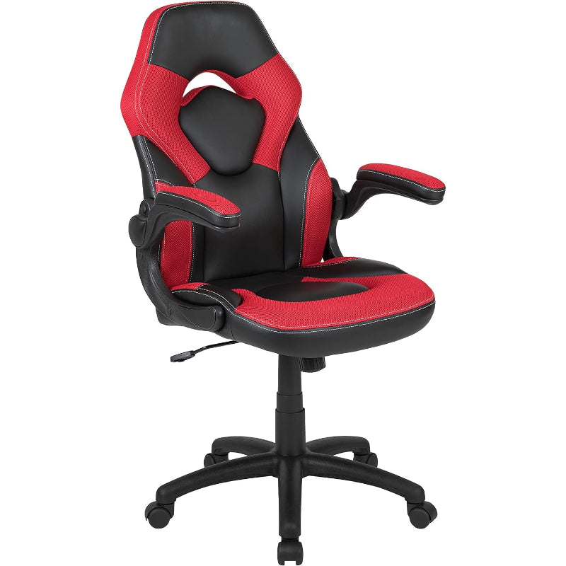 Red‑Black Gaming Chair with Flip‑Up Arms