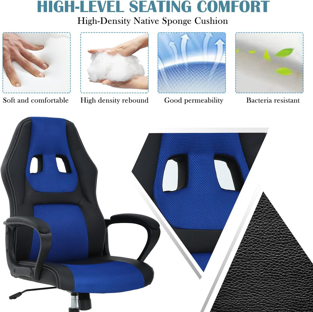Black High‑Back Leather Racing Gaming Chair