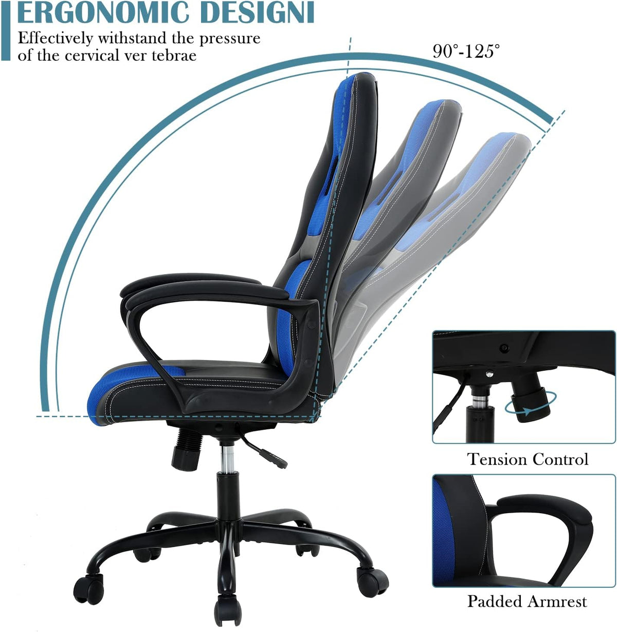 Black High‑Back Leather Racing Gaming Chair