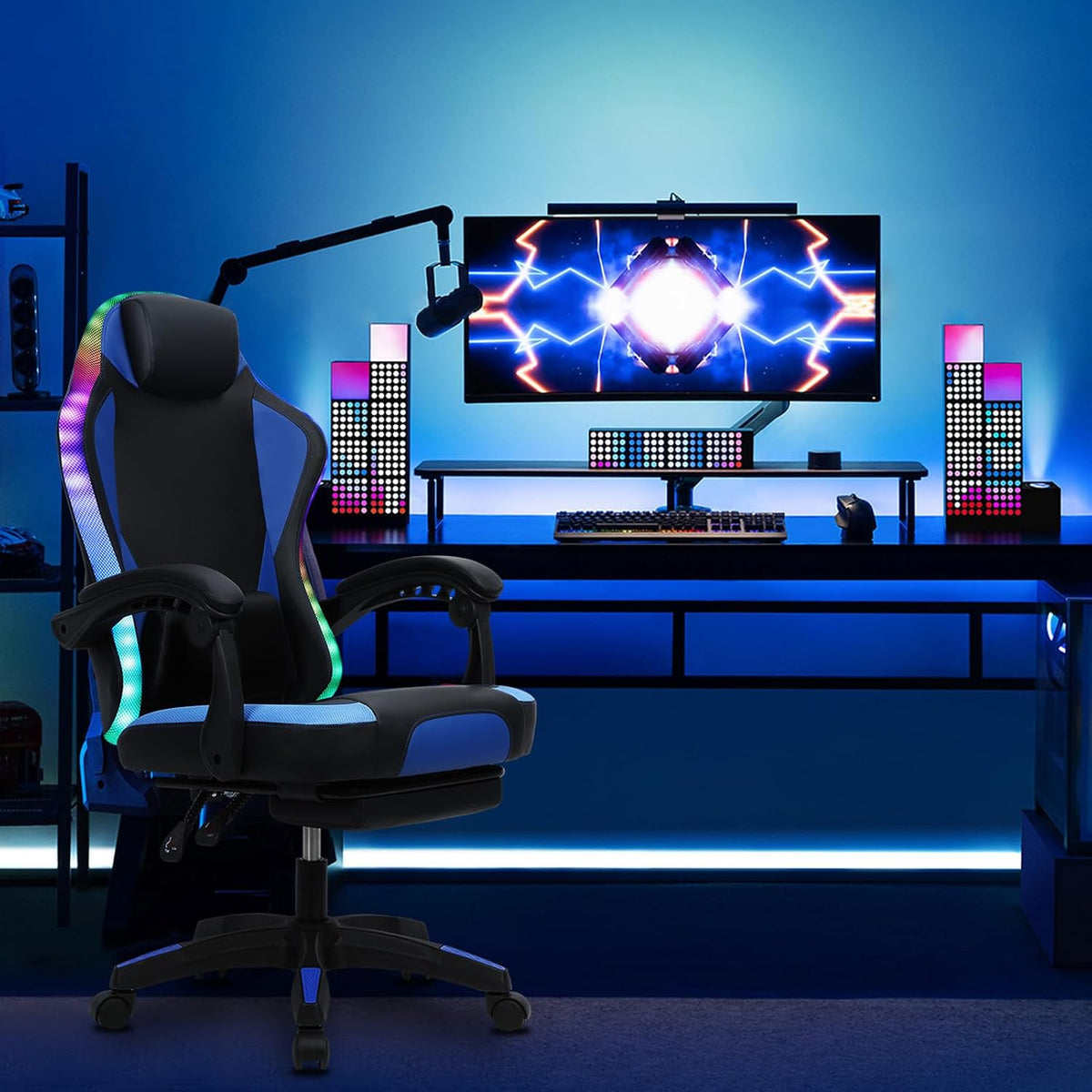 Black Reclining High‑Back Racing Gaming Chair