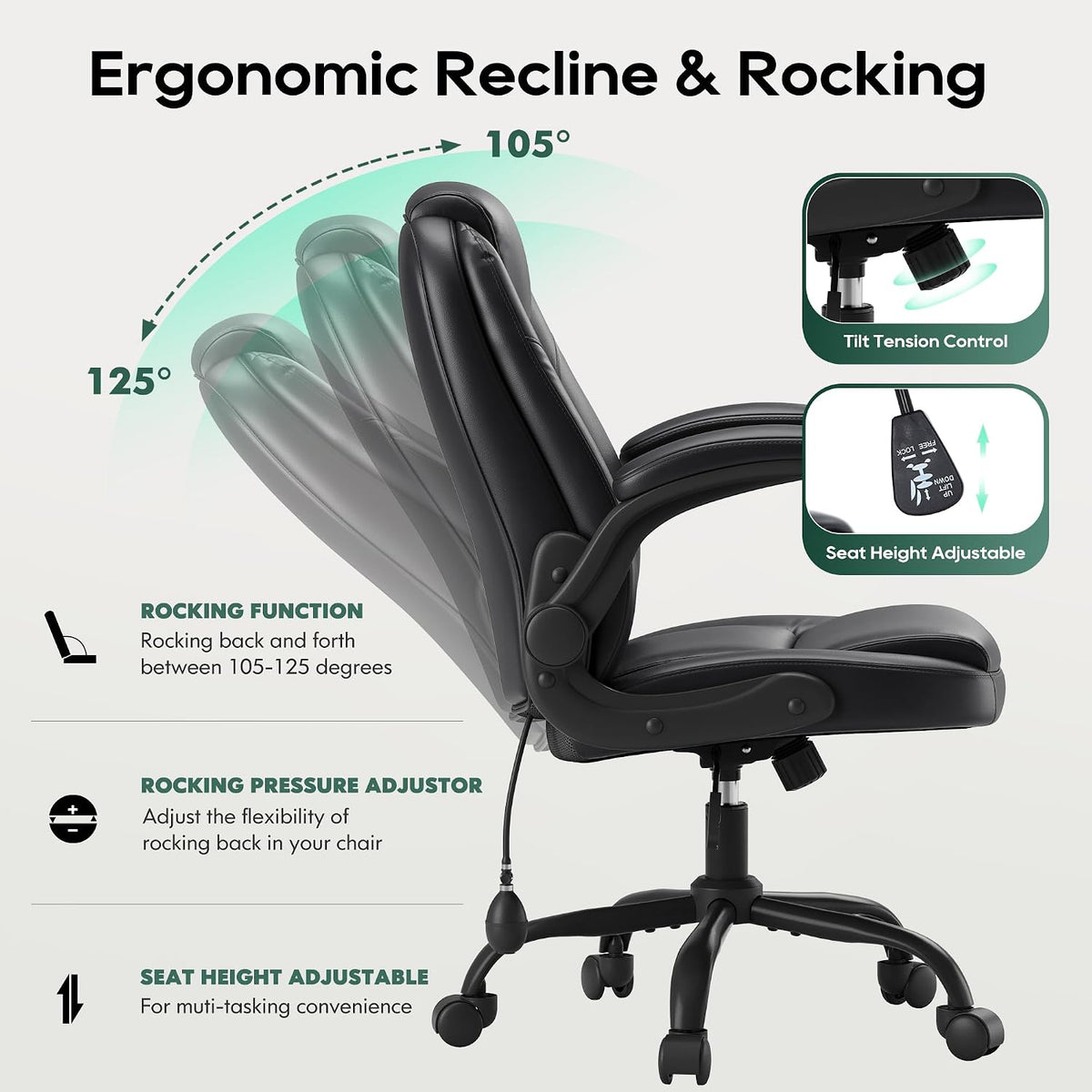 Black Ergonomic Leather Executive Office Chair