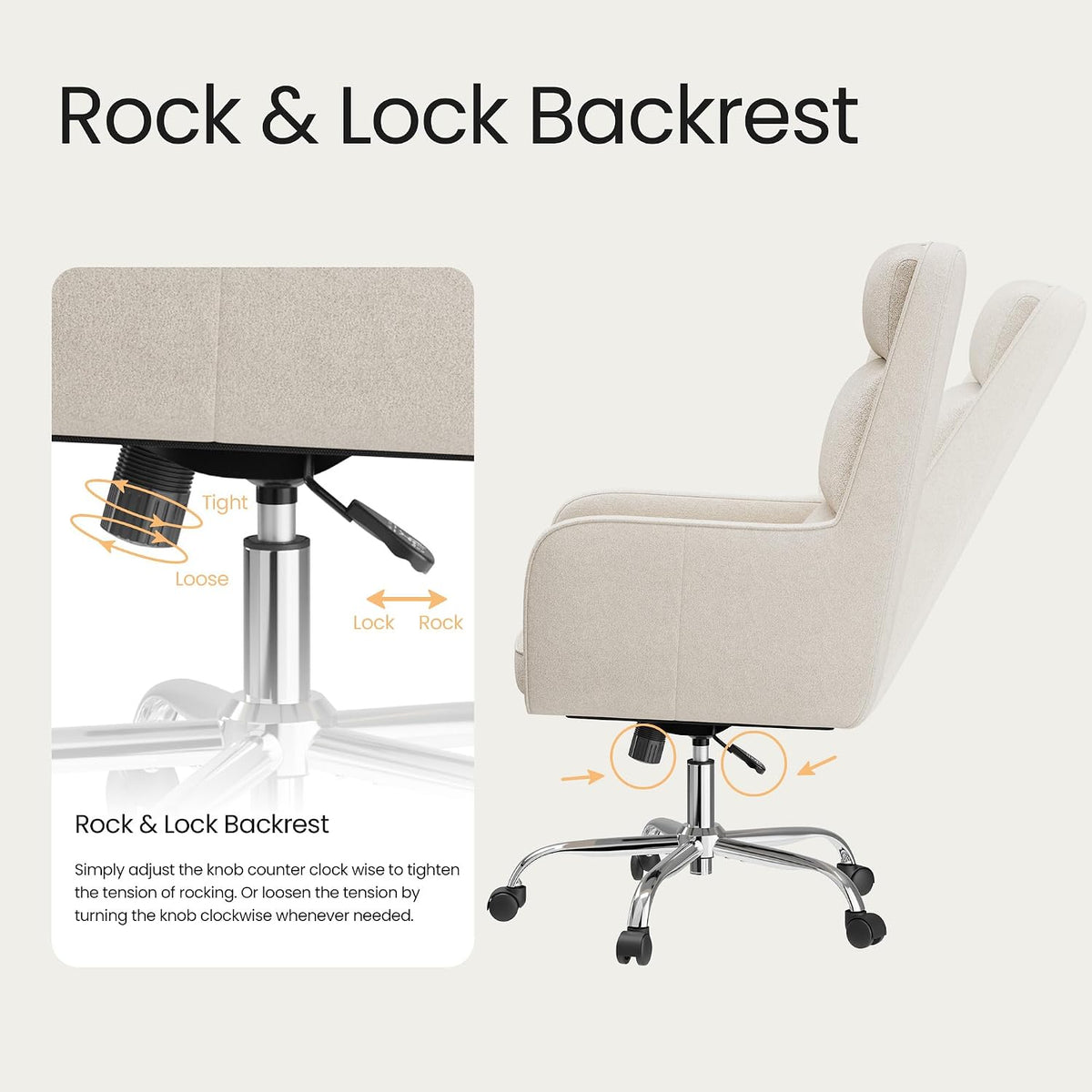 Beige High‑Back Modern Executive Office Chair