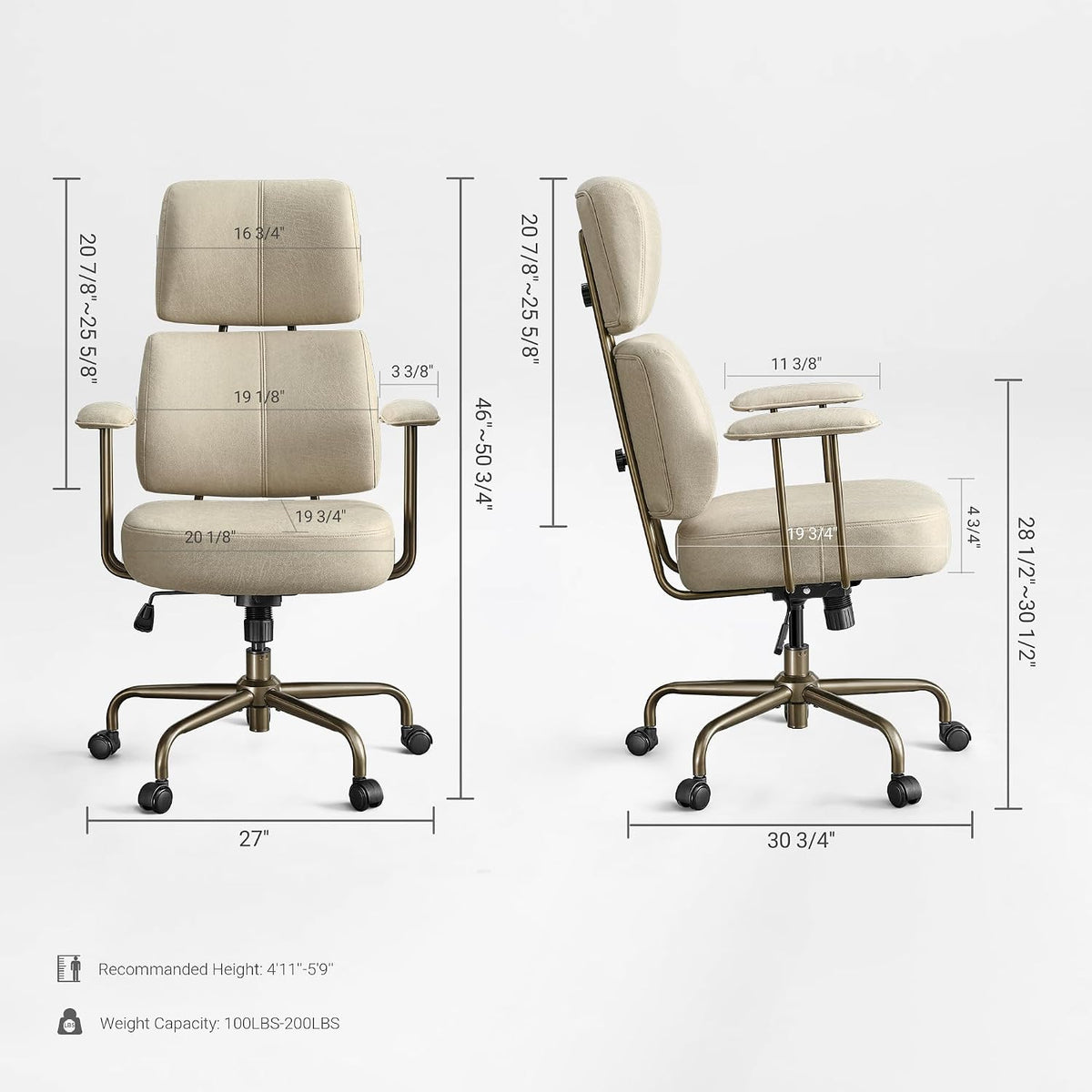 White High‑Back Microfiber Suede Office Chair