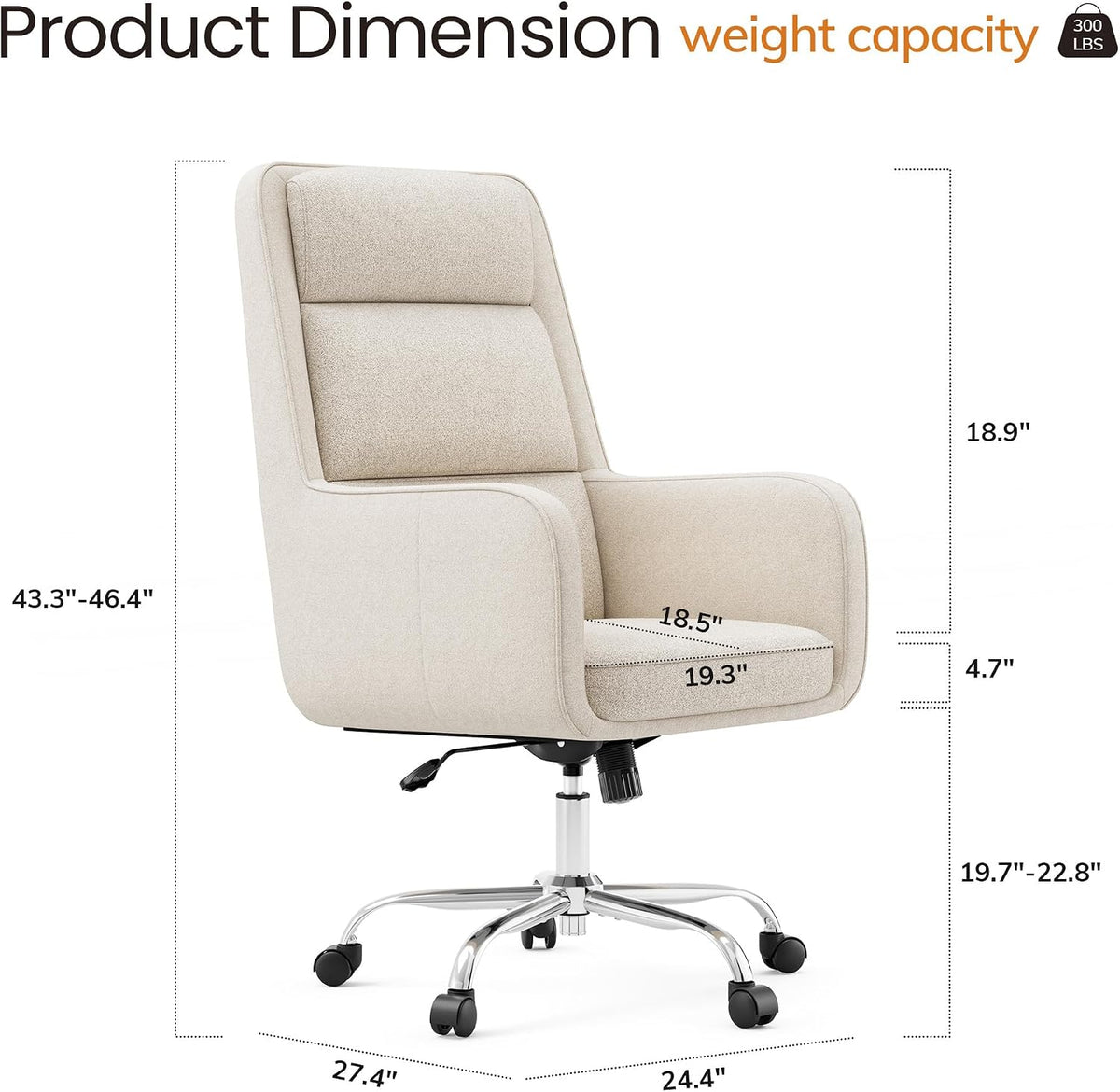 Beige High‑Back Modern Executive Office Chair