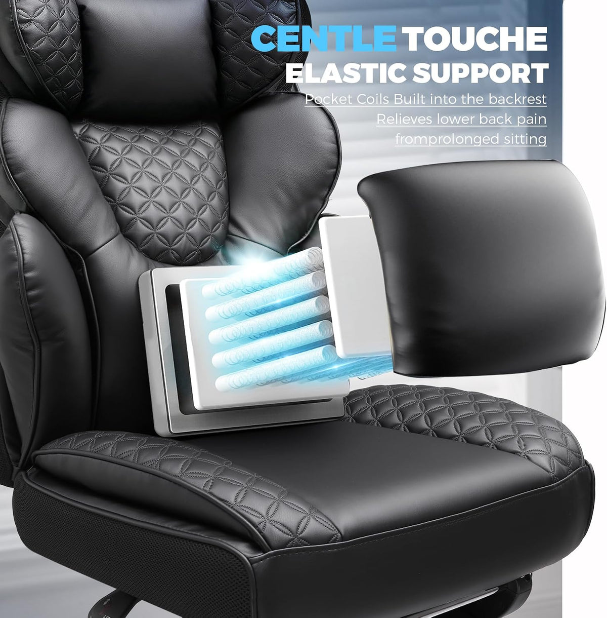 Black Big & Tall Mesh Gaming Chair with Footrest