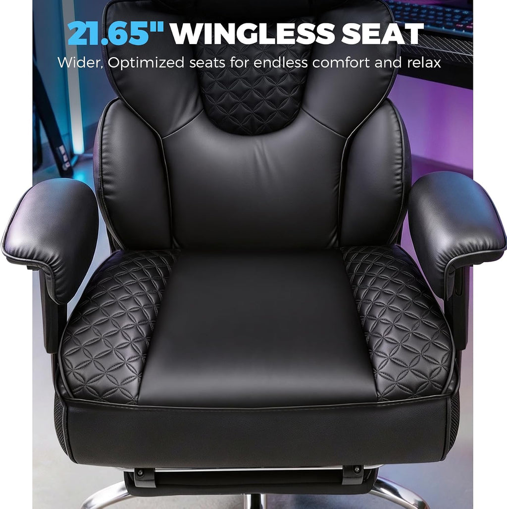 Black Big & Tall Mesh Gaming Chair with Footrest
