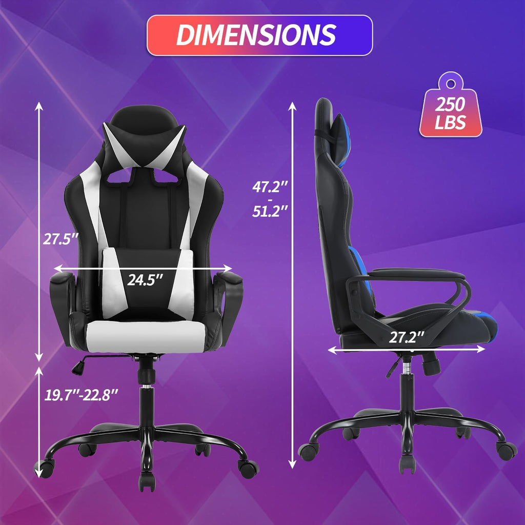White High‑Back Kids Ergonomic Gaming Chair