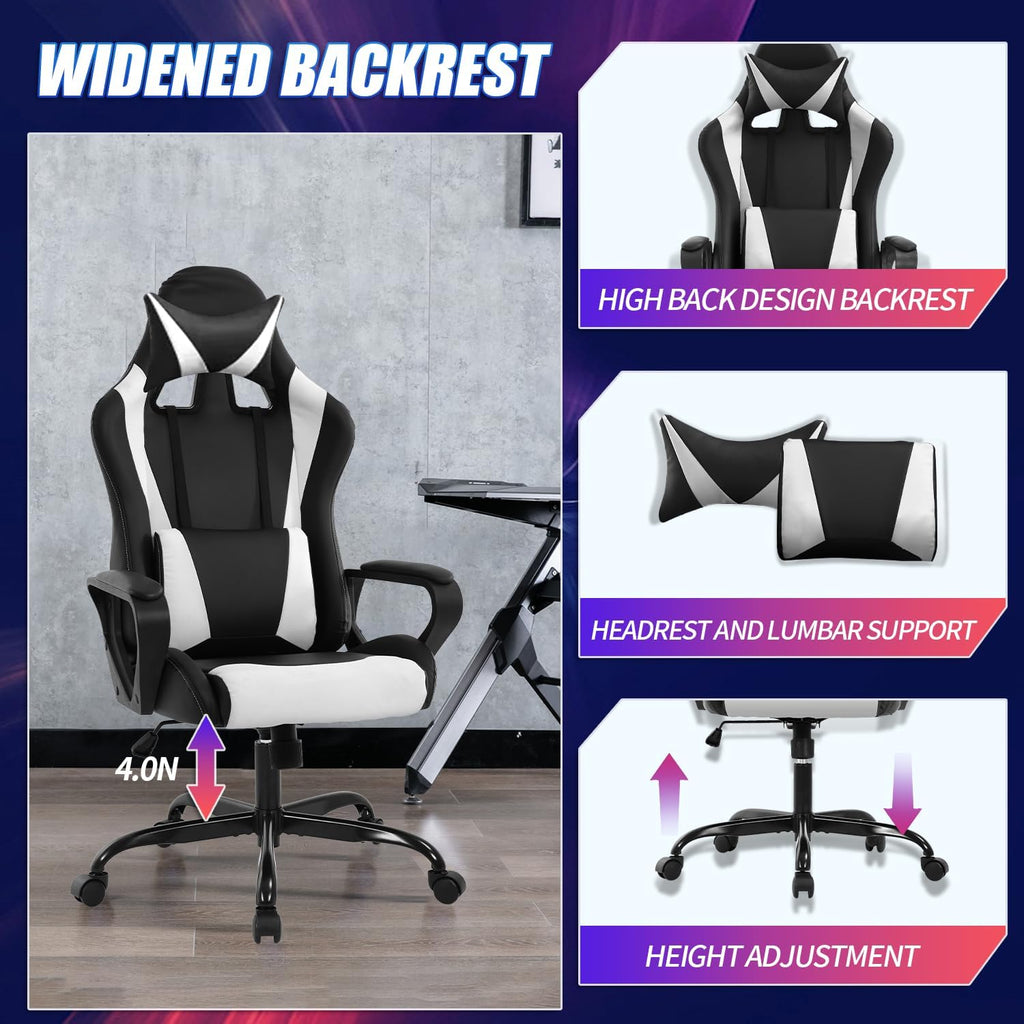 White High‑Back Kids Ergonomic Gaming Chair