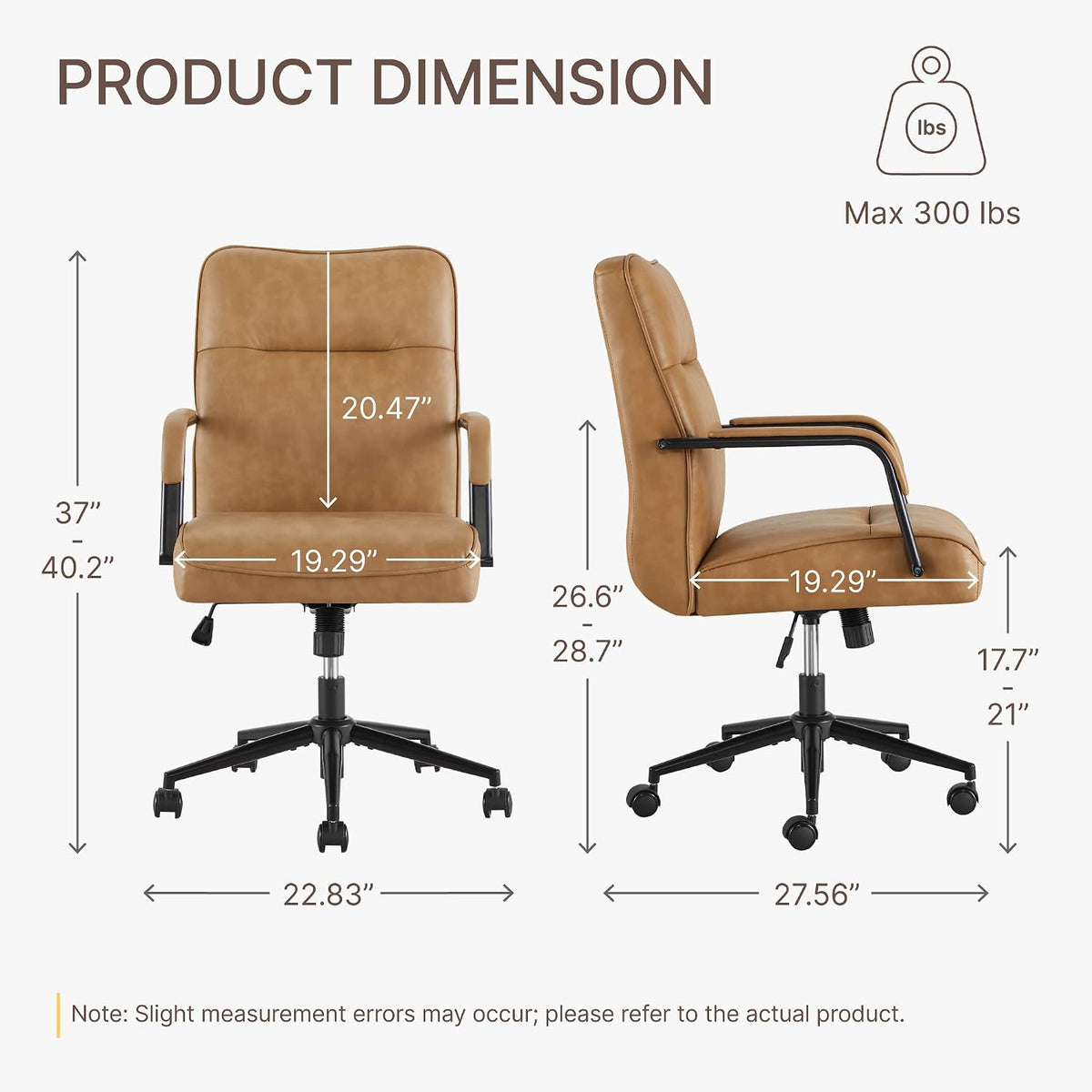 Camel Ergonomic Faux Leather Executive Office Chair