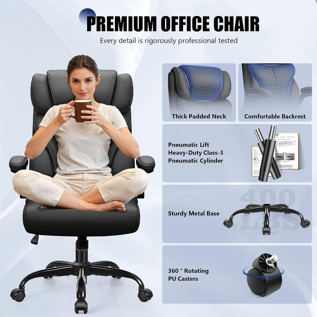 Black High‑Back Office Chair with Flip‑Up Armrests