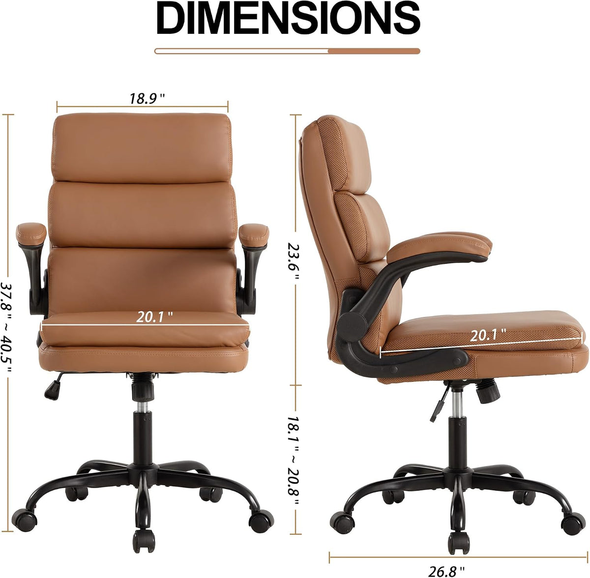 Brown Mid‑Back Leather Executive Office Chair
