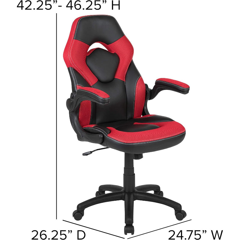 Red‑Black Gaming Chair with Flip‑Up Arms