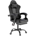 Black High‑Back Gaming Chair with Footrest