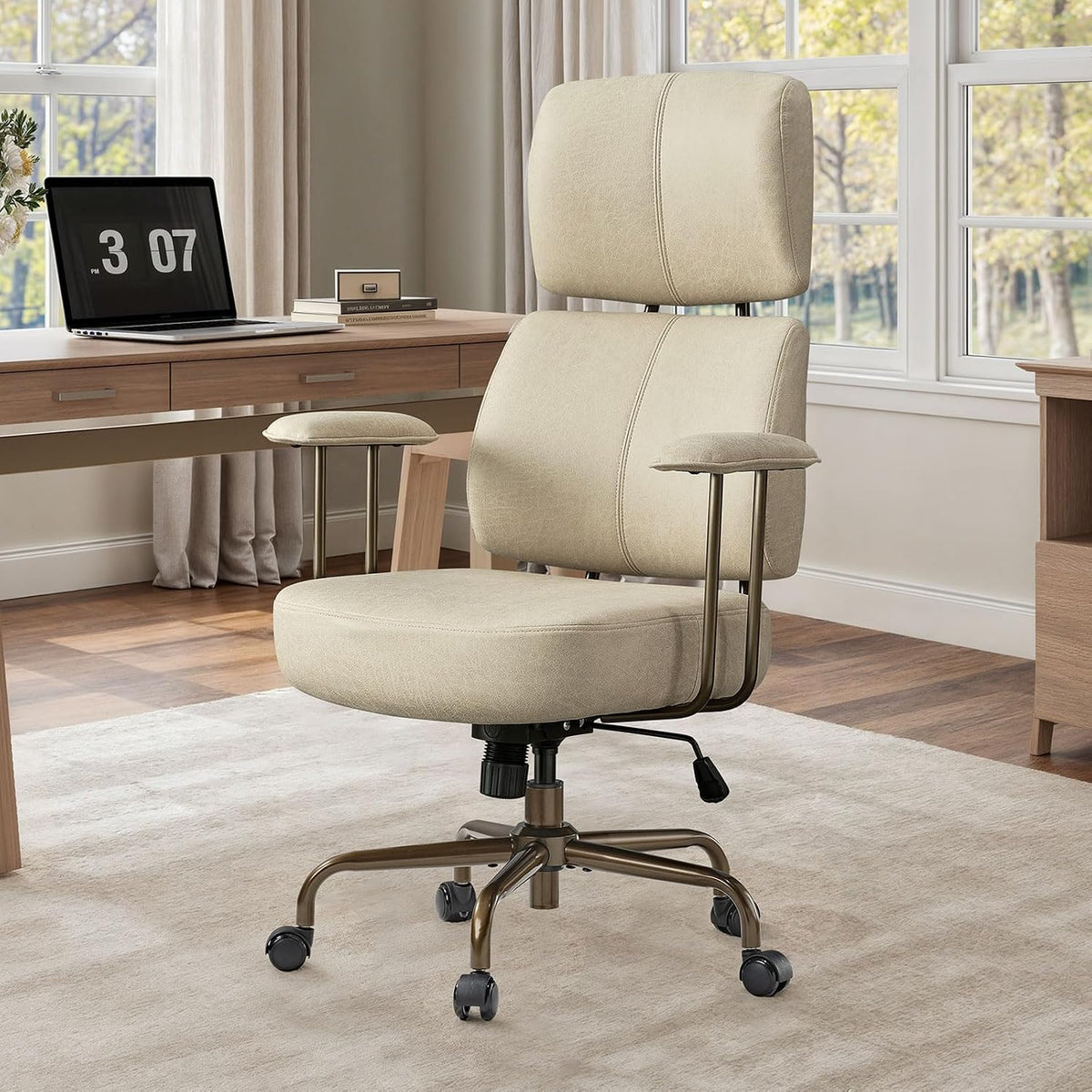 White High‑Back Microfiber Suede Office Chair