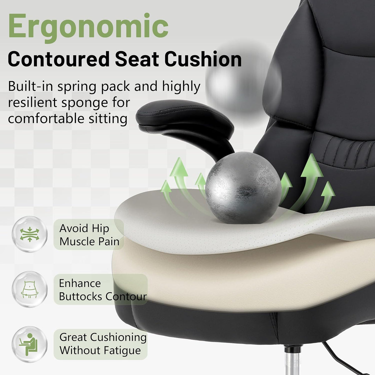 Black High‑Back PU Leather Drafting Chair 500LBS