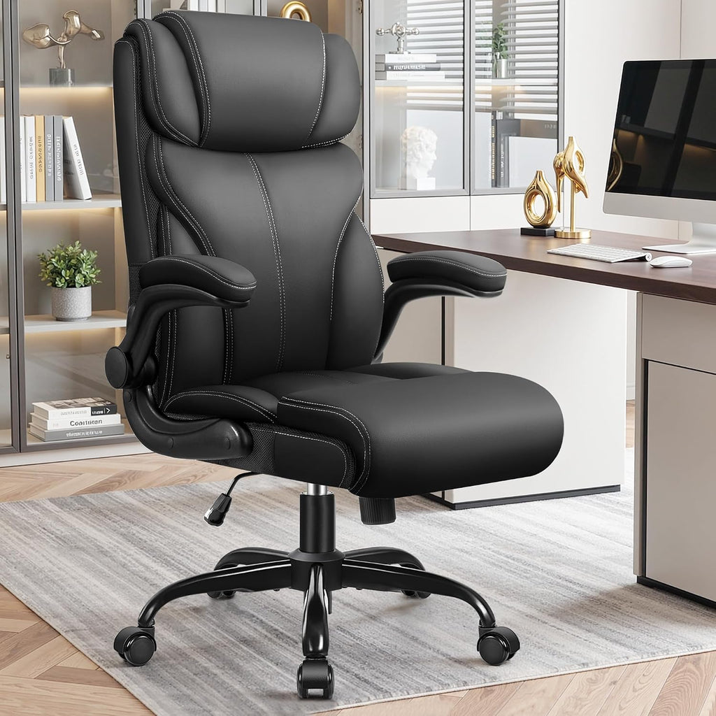 Black High‑Back Office Chair with Flip‑Up Armrests
