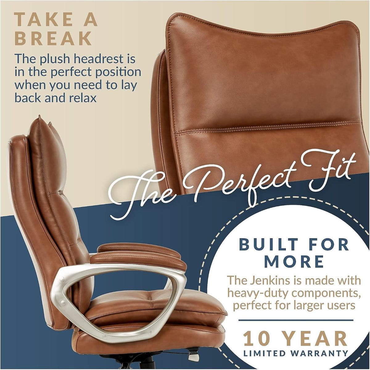 Brown Big & Tall Bonded Leather Executive Office Chair