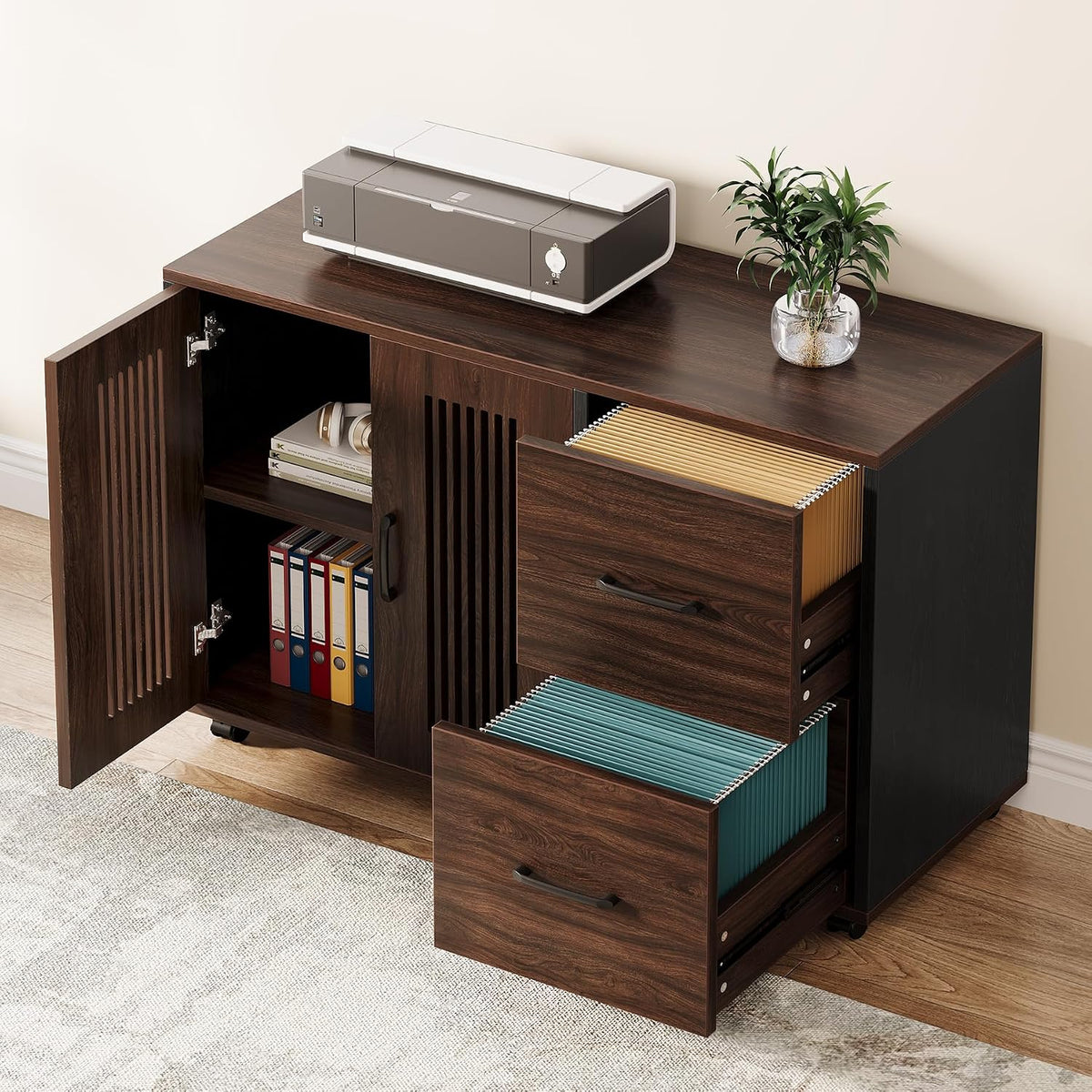 2‑Drawer Mobile File Cabinet with Casters