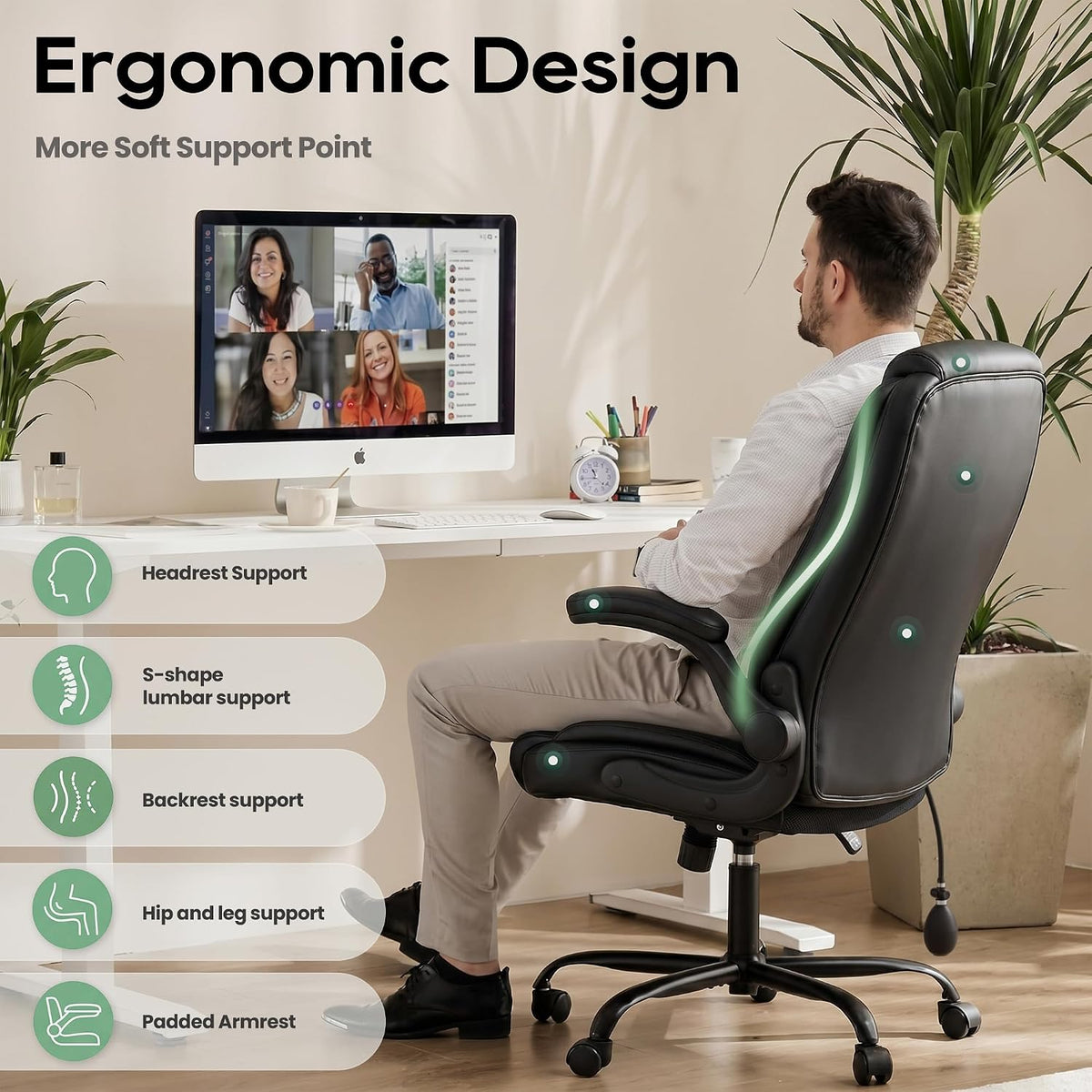 Black Ergonomic Leather Executive Office Chair