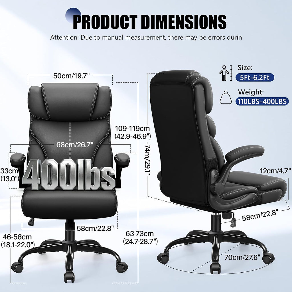 Black High‑Back Office Chair with Flip‑Up Armrests