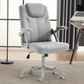 Black PU Leather Office Chair with Flip‑Up Arms