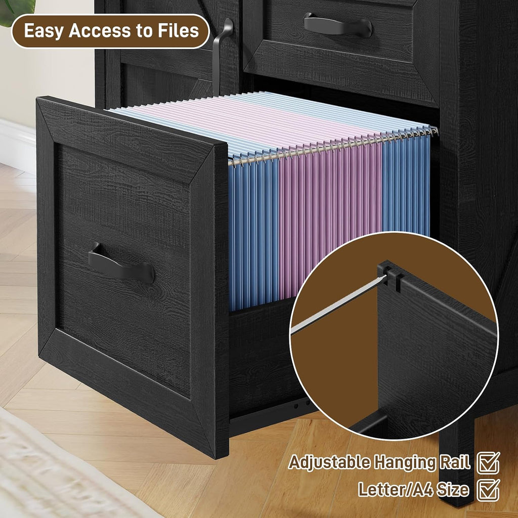 Rustic Black 3‑Drawer Farmhouse File Cabinet