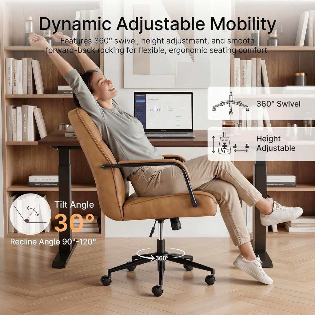Camel Ergonomic Faux Leather Executive Office Chair