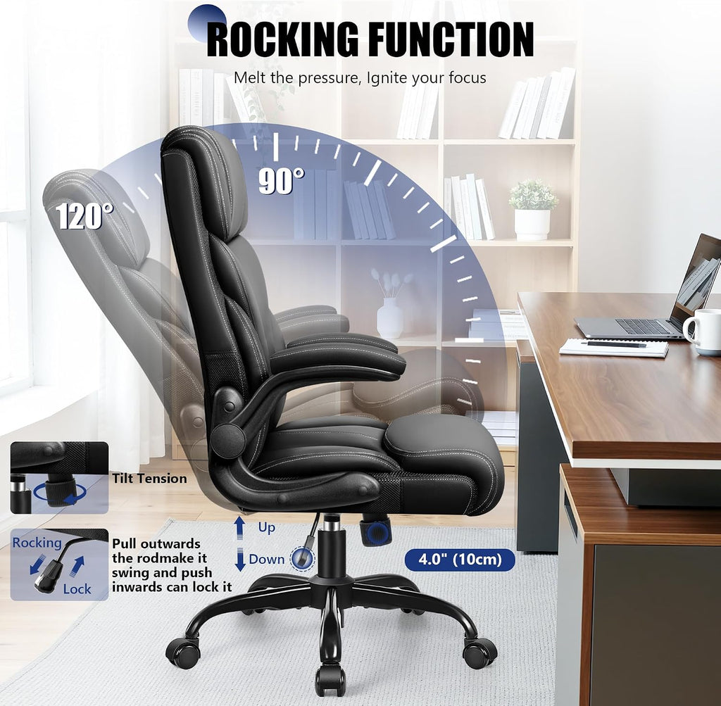 Black High‑Back Office Chair with Flip‑Up Armrests