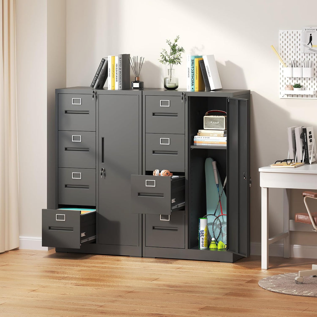 Black 4‑Drawer Lockable Vertical Metal File Cabinet