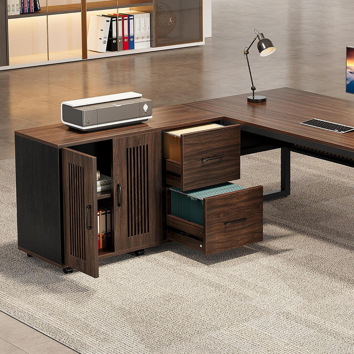 2‑Drawer Mobile File Cabinet with Casters
