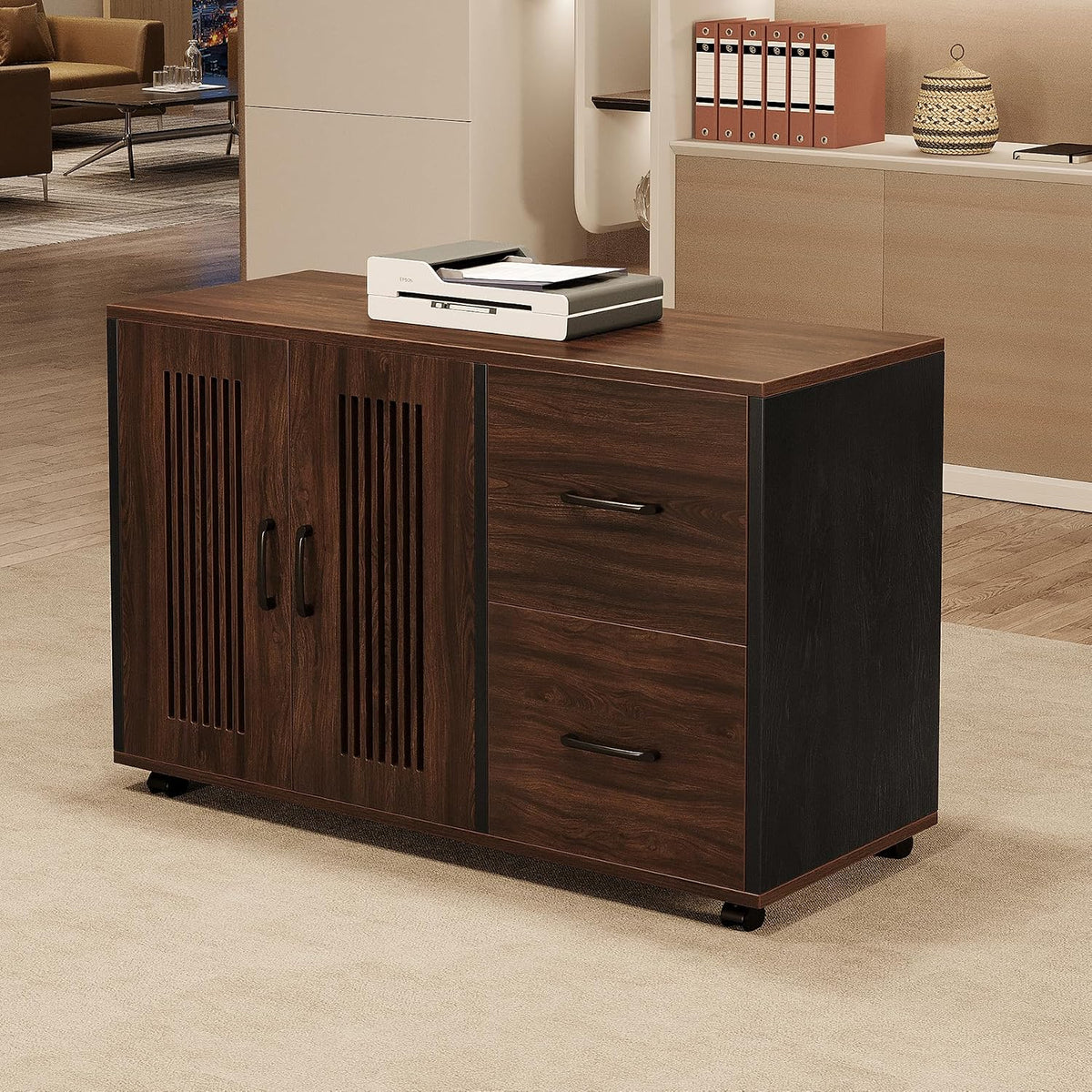 2‑Drawer Mobile File Cabinet with Casters