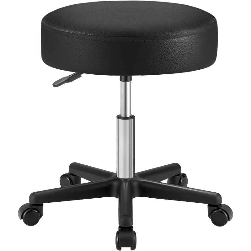 Black Swivel Round Rolling Stool 300LBS