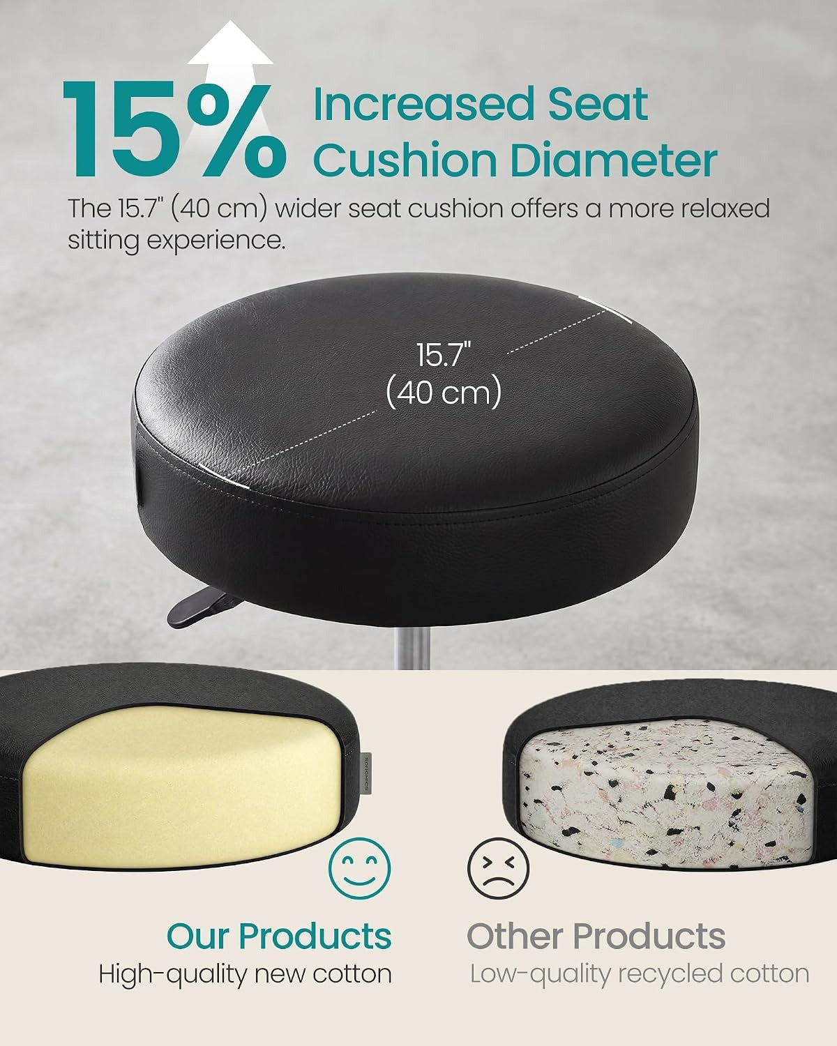 Black Swivel Round Rolling Stool 300LBS