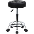 Black Adjustable Swivel Round PU Leather Rolling Stool